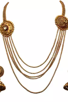 Red gold plated antique gold Copper   Necklace  Pair of Earring