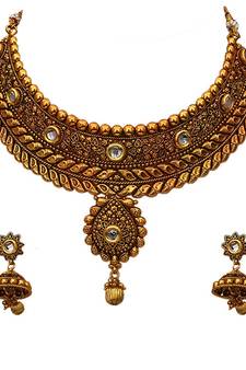 Gold gold plated antique gold Copper   Necklace  Pair of Earring