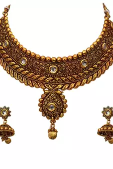 Gold gold plated antique gold Copper   Necklace  Pair of Earring