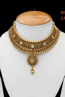 Gold gold plated antique gold Copper   Necklace  Pair of Earring