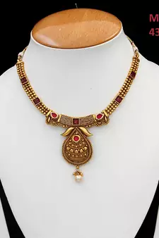 Pink gold plated antique gold Copper   Necklace  Pair of Earring