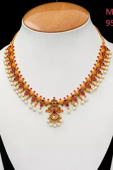 Multicolor gold plated antique gold Copper   Necklace  Pair of Earring