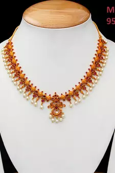 Red gold plated antique gold Copper   Necklace  Pair of Earring