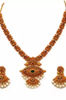 Gold gold plated antique gold Copper   Necklace  Pair of Earring