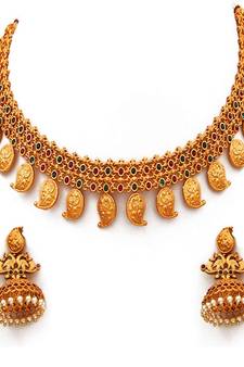 Gold gold plated antique gold Copper   Necklace  Pair of Earring