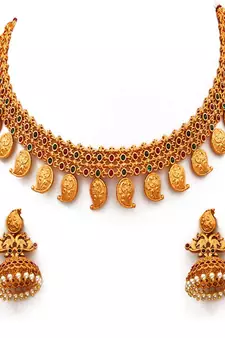 Gold gold plated antique gold Copper   Necklace  Pair of Earring