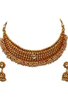 Multicolor gold plated antique gold Copper   Necklace  Pair of Earring