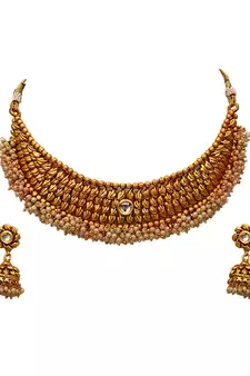 Multicolor gold plated antique gold Copper   Necklace  Pair of Earring