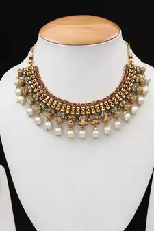 Multicolor gold plated antique gold Copper   Necklace  Pair of Earring