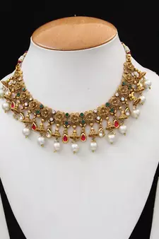 Multicolor gold plated antique gold Copper   Necklace  Pair of Earring