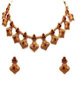 Red gold plated antique gold Copper   Necklace  Pair of Earring