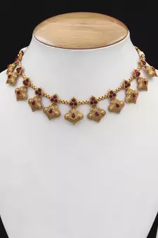 Red gold plated antique gold Copper   Necklace  Pair of Earring