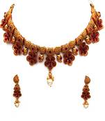 Red gold plated antique gold Copper   Necklace  Pair of Earring