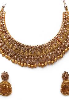 Gold gold plated antique gold Copper   Necklace  Pair of Earring