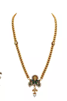 Pink gold plated antique gold Copper   Necklace  Pair of Earring