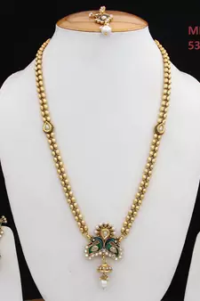Pink gold plated antique gold Copper   Necklace  Pair of Earring