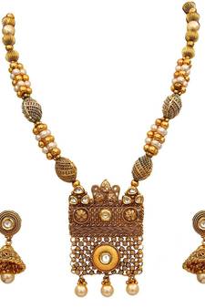 Gold gold plated antique gold Copper   Necklace  Pair of Earring