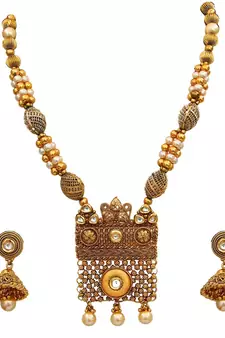 Gold gold plated antique gold Copper   Necklace  Pair of Earring