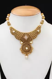 Gold gold plated antique gold Copper   Necklace  Pair of Earring