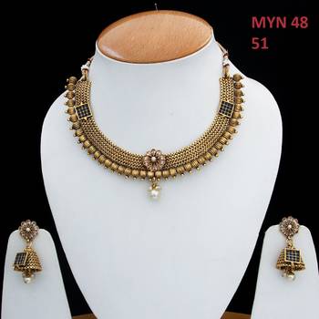 Black gold plated antique gold Copper   Necklace  Pair of Earring 2