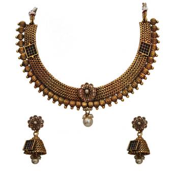 Black gold plated antique gold Copper   Necklace  Pair of Earring 3