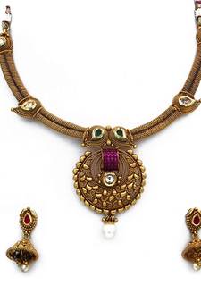 Gold gold plated antique gold Copper   Necklace  Pair of Earring
