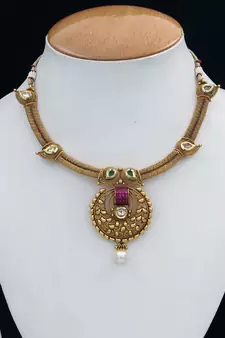 Gold gold plated antique gold Copper   Necklace  Pair of Earring