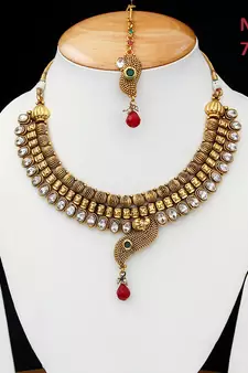Gold gold plated antique gold Copper   Necklace  Pair of Earring