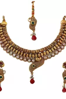 Gold gold plated antique gold Copper   Necklace  Pair of Earring