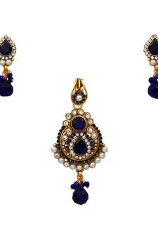 Blue gold plated antique gold Copper   Pendant  pair of Earrings
