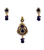 Blue gold plated antique gold Copper   Pendant  pair of Earrings