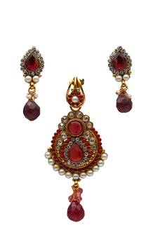 Pink gold plated antique gold Copper   Pendant  pair of Earrings