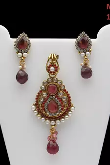 Pink gold plated antique gold Copper   Pendant  pair of Earrings