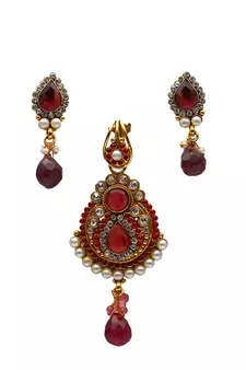 Pink gold plated antique gold Copper   Pendant  pair of Earrings
