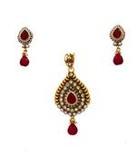 Red gold plated antique gold Copper   Pendant  pair of Earrings