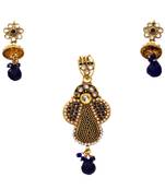 Blue gold plated antique gold Copper   Pendant  pair of Earrings