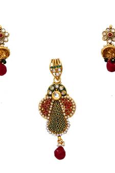 Multicolor gold plated antique gold Copper   Pendant  pair of Earrings