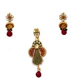 Multicolor gold plated antique gold Copper   Pendant  pair of Earrings