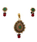 Multicolor gold plated antique gold Copper   Pendant  pair of Earrings