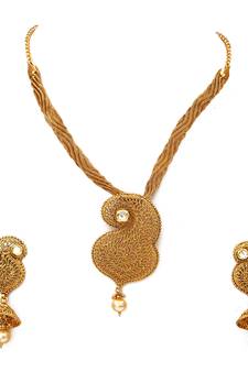 Multicolor gold plated antique gold Copper   Pendant  pair of Earrings