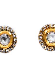 White kundan antique gold Copper   Pair of Earring