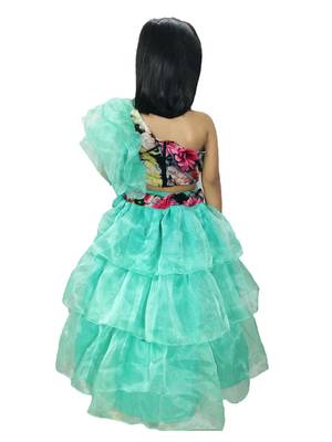 Anitabalia_label BABY GIRL'Organza  Blouse, with beautiful Rose Flower sleeve, LEHENGA CHOLI FULLY STITCHED.Seagreen 2
