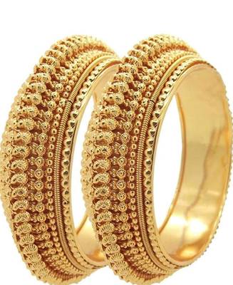 Gold Stone Set Of 2 Broad Kada Bangle for Women 1