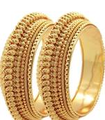 Gold Stone Set Of 2 Broad Kada Bangle for Women