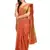 Peach embroidered banarasi cotton saree with blouse