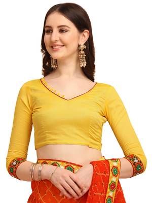 Orange embroidered faux georgette saree with blouse 5