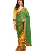 Green embroidered faux georgette saree with blouse