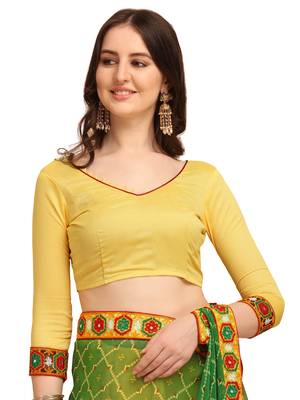 Green embroidered faux georgette saree with blouse 5