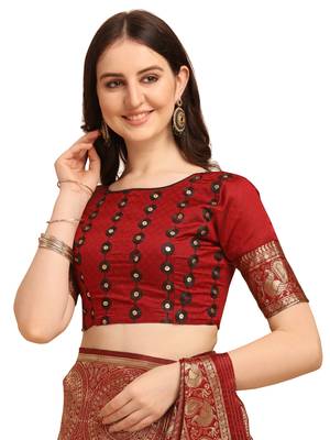 Black embroidered banarasi silk saree with blouse 5