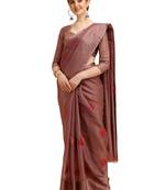 Purple woven cotton poly saree with blouse